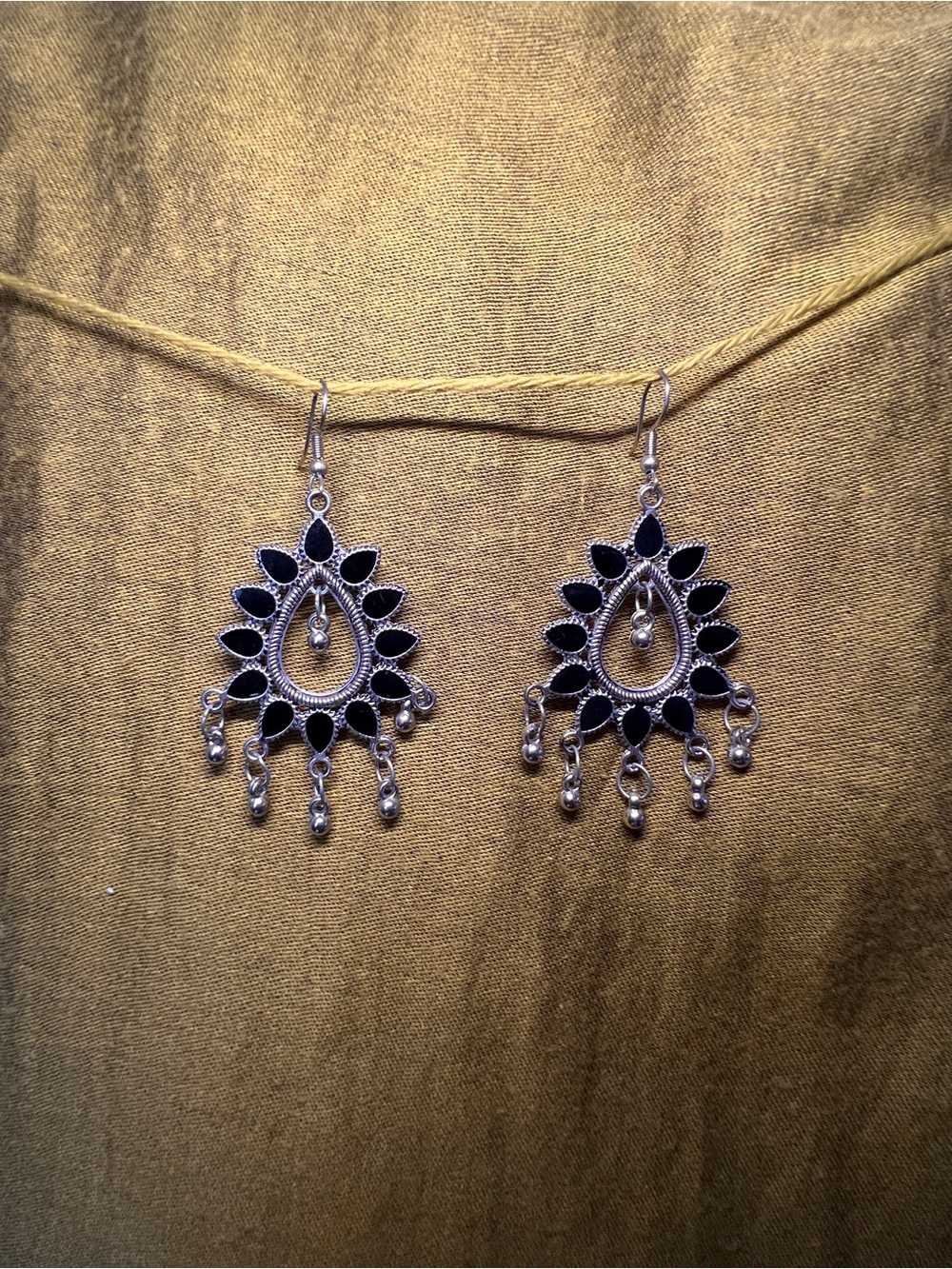 Black Teardrop Chandelier Earrings - Classic Women's Jewelry
